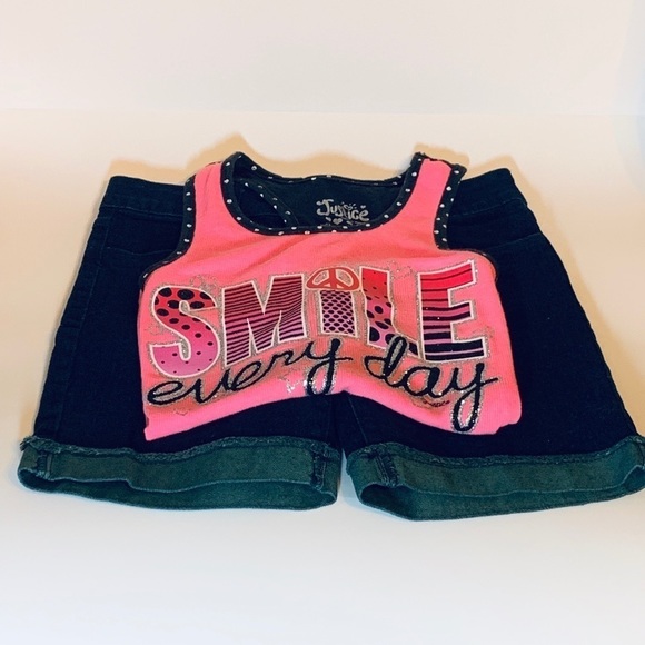 JUSTICE KIDS TANK&JEAN SHORTS - Picture 1 of 5